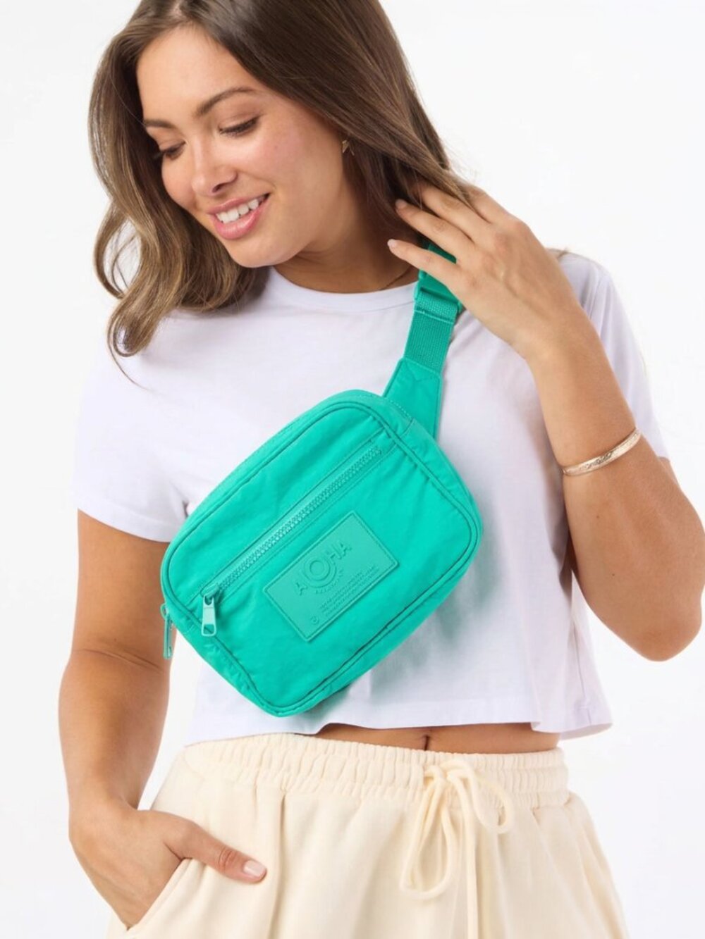 ALOHA Collection Keep It Light Nylon Hip Pack Aqua Mint Green Fanny Pack GUC